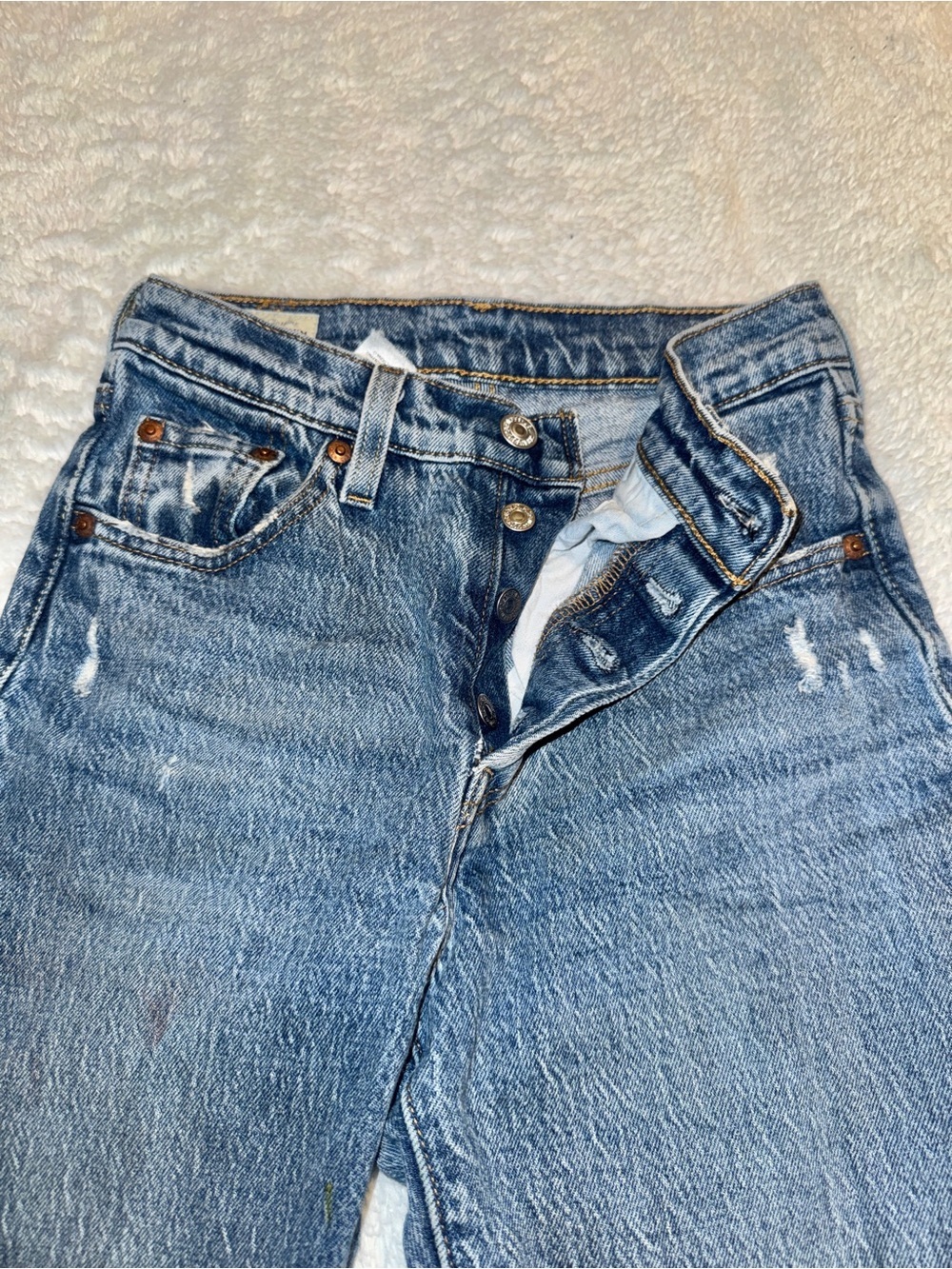 Worn Blue 501 Levi’s Size 23Wx28L - Picture 3 of 9